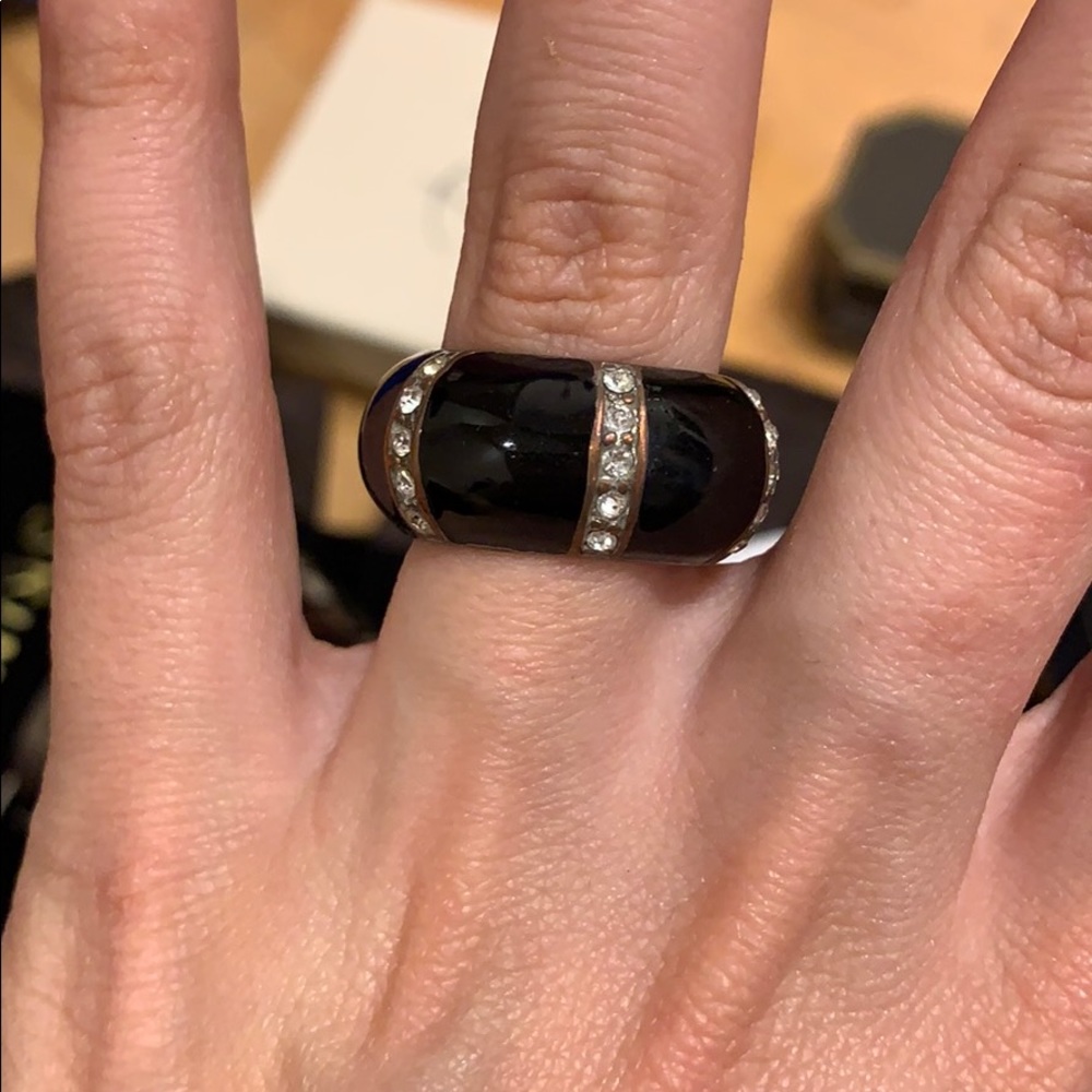 Black  ring with diamonds